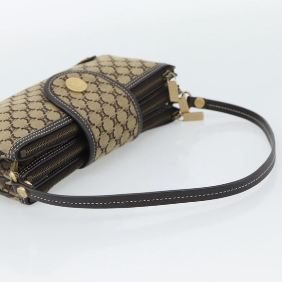 CELINE Macadam Canvas Hand Bag Brown Gold Auth mr2790V