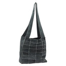 CHANEL Choco Bar Line Shoulder Bag Suede Gray CC Auth mr2792A-1