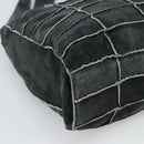 CHANEL Choco Bar Line Shoulder Bag Suede Gray CC Auth mr2792A-16