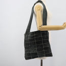 CHANEL Choco Bar Line Shoulder Bag Suede Gray CC Auth mr2792A-22