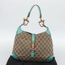 GUCCI GG Canvas New Jackie Shoulder Bag Brown Gold 120888 Auth mr2796V-12