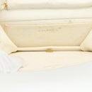 CHANEL Matelasse Chain Shoulder Bag Leather White Gold CC Auth mr2797-10