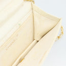 CHANEL Matelasse Chain Shoulder Bag Leather White Gold CC Auth mr2797-19