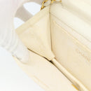 CHANEL Matelasse Chain Shoulder Bag Leather White Gold CC Auth mr2797-20
