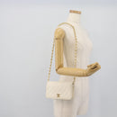 CHANEL Matelasse Chain Shoulder Bag Leather White Gold CC Auth mr2797-22
