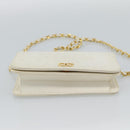 CHANEL Matelasse Chain Shoulder Bag Leather White Gold CC Auth mr2797-5
