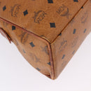 MCM Logogram Vicetos Boston Bag PVC Leather Brown Gold Auth mr2798-10