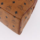 MCM Logogram Vicetos Boston Bag PVC Leather Brown Gold Auth mr2798-11