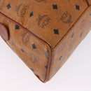MCM Logogram Vicetos Boston Bag PVC Leather Brown Gold Auth mr2798-12