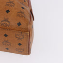MCM Logogram Vicetos Boston Bag PVC Leather Brown Gold Auth mr2798-13