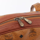MCM Logogram Vicetos Boston Bag PVC Leather Brown Gold Auth mr2798-15