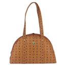 MCM Logogram Vicetos Boston Bag PVC Leather Brown Gold Auth mr2798-2