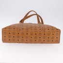 MCM Logogram Vicetos Boston Bag PVC Leather Brown Gold Auth mr2798-9