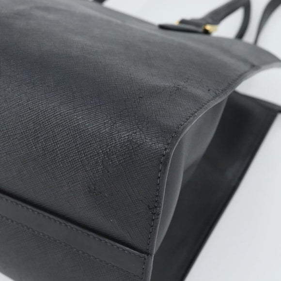 PRADA Hand Bag Safiano Leather 2way Black Gold Auth mr2800