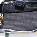 PRADA Hand Bag Safiano Leather 2way Black Gold Auth mr2800-19