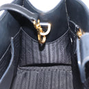 PRADA Hand Bag Safiano Leather 2way Black Gold Auth mr2800-21