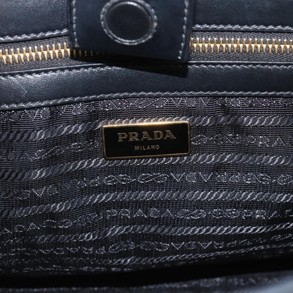 PRADA Hand Bag Safiano Leather 2way Black Gold Auth mr2800
