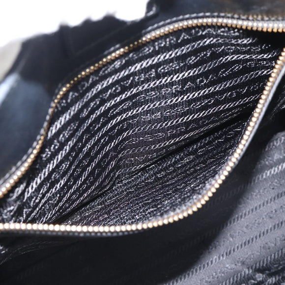 PRADA Hand Bag Safiano Leather 2way Black Gold Auth mr2800