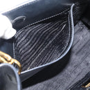 PRADA Hand Bag Safiano Leather 2way Black Gold Auth mr2800-25