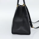PRADA Hand Bag Safiano Leather 2way Black Gold Auth mr2800-4