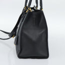 PRADA Hand Bag Safiano Leather 2way Black Gold Auth mr2800-5