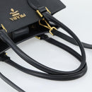 PRADA Hand Bag Safiano Leather 2way Black Gold Auth mr2800-7