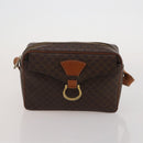 CELINE Macadam Canvas Shoulder Bag PVC Leather 2way 2 Set Brown Auth mr2802-11