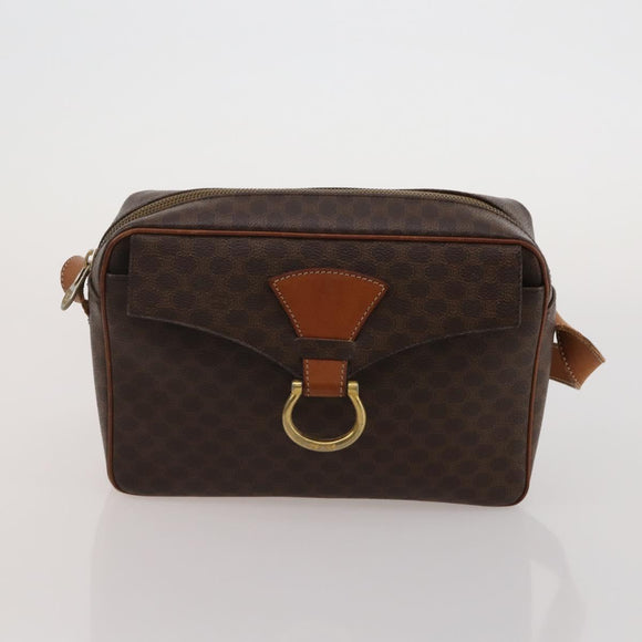 CELINE Macadam Canvas Shoulder Bag PVC Leather 2way 2 Set Brown Auth mr2802