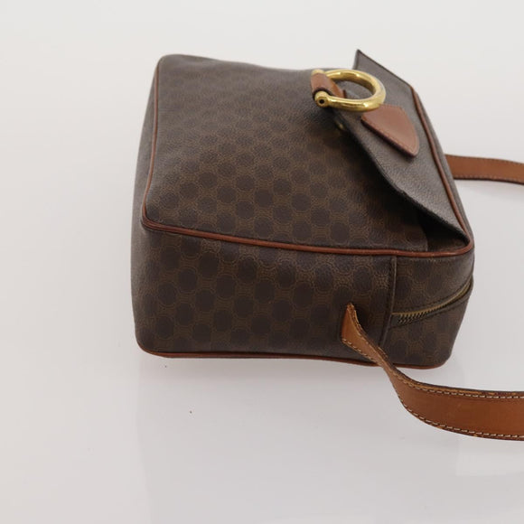 CELINE Macadam Canvas Shoulder Bag PVC Leather 2way 2 Set Brown Auth mr2802