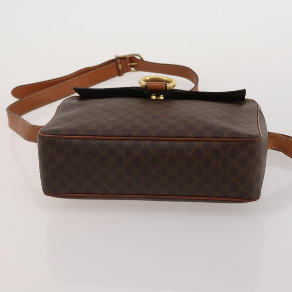 CELINE Macadam Canvas Shoulder Bag PVC Leather 2way 2 Set Brown Auth mr2802