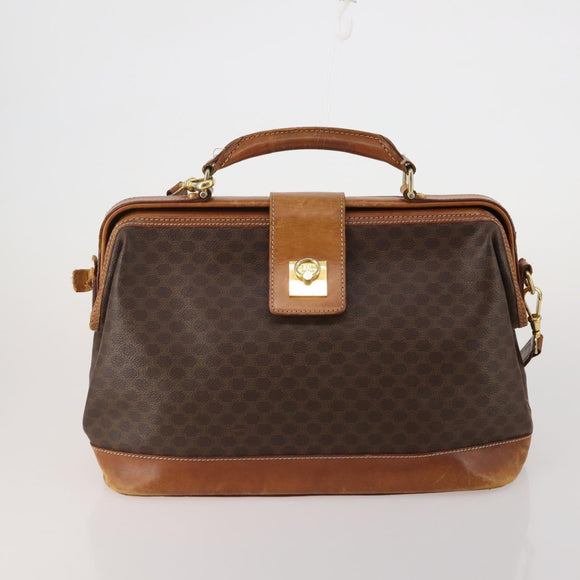 CELINE Macadam Canvas Shoulder Bag PVC Leather 2way 2 Set Brown Auth mr2802