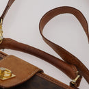 CELINE Macadam Canvas Shoulder Bag PVC Leather 2way 2 Set Brown Auth mr2802-6