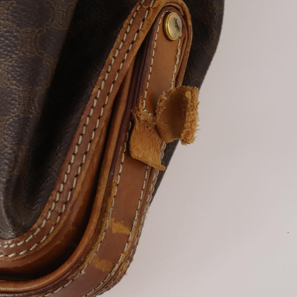 CELINE Macadam Canvas Shoulder Bag PVC Leather 2way 2 Set Brown Auth mr2802