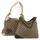 GUCCI GG Canvas Hand Bag 2 Set Beige Auth mr2803-1