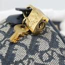 Christian Dior Trotter Canvas Mini Hand Bag Navy Gold Auth mr2809V-9