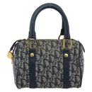 Christian Dior Trotter Canvas Mini Hand Bag Navy Gold Auth mr2809V-13