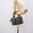 Christian Dior Trotter Canvas Mini Hand Bag Navy Gold Auth mr2809V-24