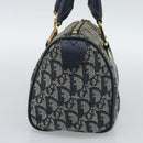 Christian Dior Trotter Canvas Mini Hand Bag Navy Gold Auth mr2809V-4