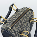 Christian Dior Trotter Canvas Mini Hand Bag Navy Gold Auth mr2809V-6
