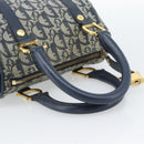 Christian Dior Trotter Canvas Mini Hand Bag Navy Gold Auth mr2809V-7