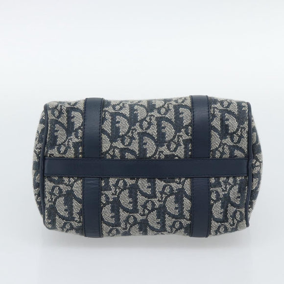 Christian Dior Trotter Canvas Mini Hand Bag Navy Gold Auth mr2809V