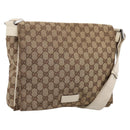 GUCCI GG Canvas Shoulder Bag Beige Silver 146236 Auth mr2810-1