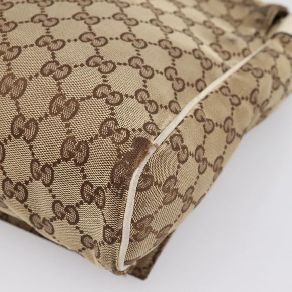 GUCCI GG Canvas Shoulder Bag Beige Silver 146236 Auth mr2810