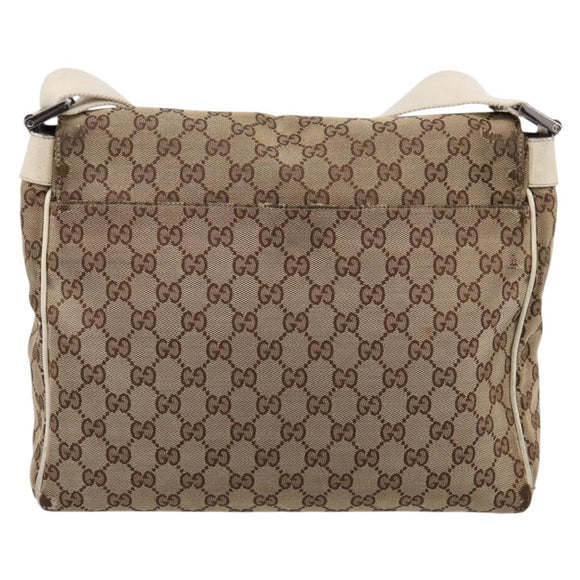 GUCCI GG Canvas Shoulder Bag Beige Silver 146236 Auth mr2810