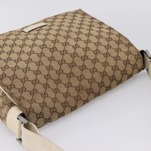 GUCCI GG Canvas Shoulder Bag Beige Silver 146236 Auth mr2810