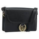 GUCCI Shoulder Bag Leather Black Gold 589474 Auth mr2812-1