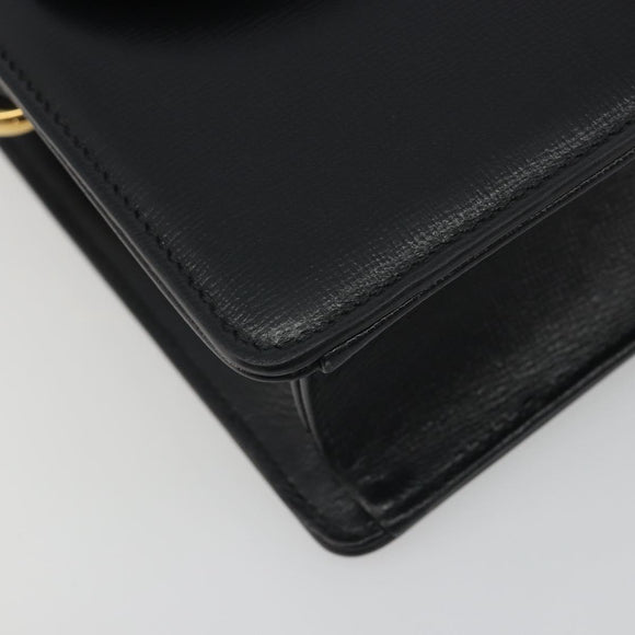 GUCCI Shoulder Bag Leather Black Gold 589474 Auth mr2812