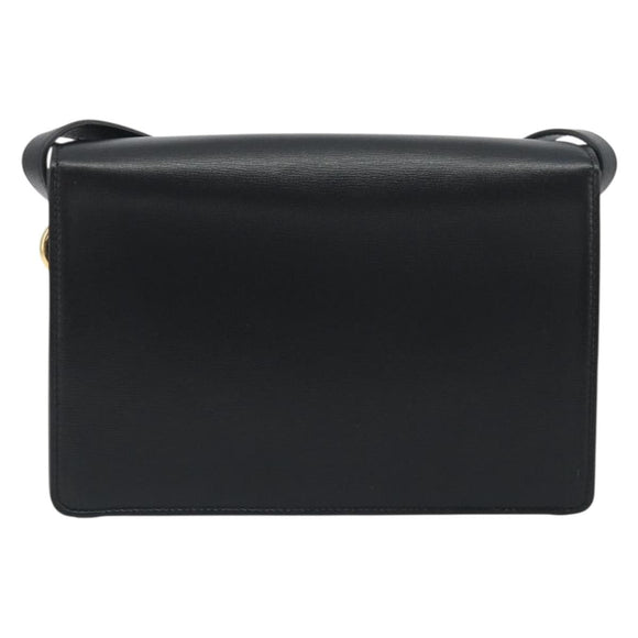 GUCCI Shoulder Bag Leather Black Gold 589474 Auth mr2812