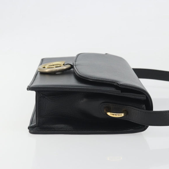 GUCCI Shoulder Bag Leather Black Gold 589474 Auth mr2812