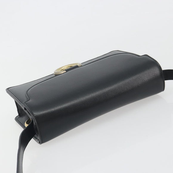 GUCCI Shoulder Bag Leather Black Gold 589474 Auth mr2812